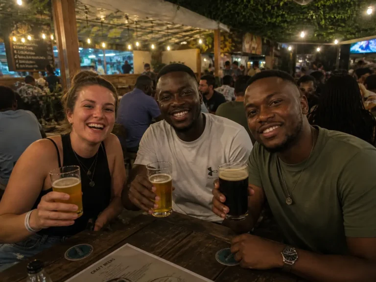 enjoying beers